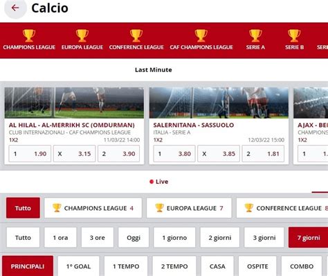 Quote scommesse Calcio: palinsesto e calendario .